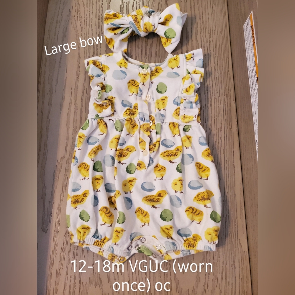 Kate Quinn ruffle button pinafore Shortie + matching headband